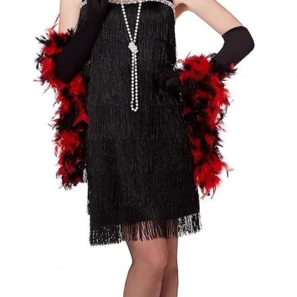 Spirit Halloween Black Roaring 20’s Flapper Dress with Gloves Size M - Picture 1 of 5